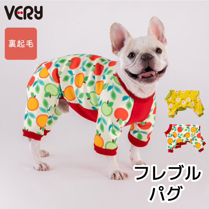 【スタイプレゼント対象商品】フレブル・パグ [全32size展開]<br>裏起毛プリントロンパース フルーツ/ラ･フランス - VERY-PET