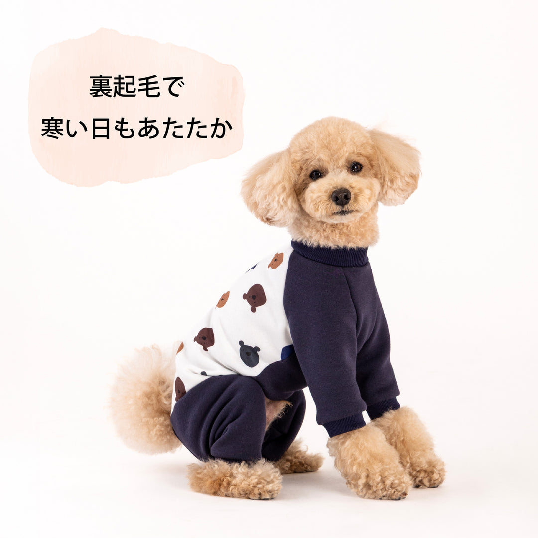 フレブル・パグ プリント裏起毛ロンパース