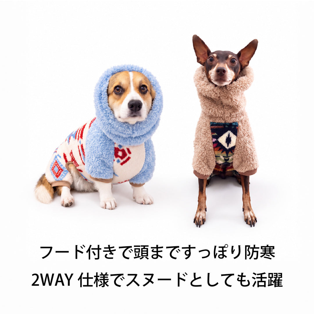 小型～大型 フード付きボアフリースロンパース