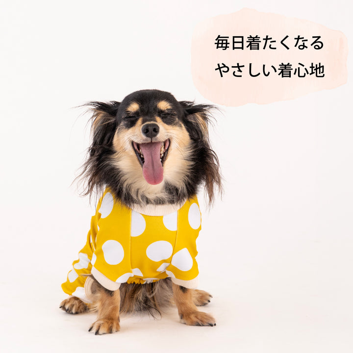 フレブル・パグ ドットプリント裏毛ロンパース