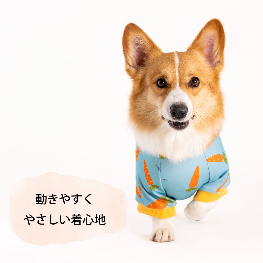 フレブル・パグ プリント裏毛ロンパース
