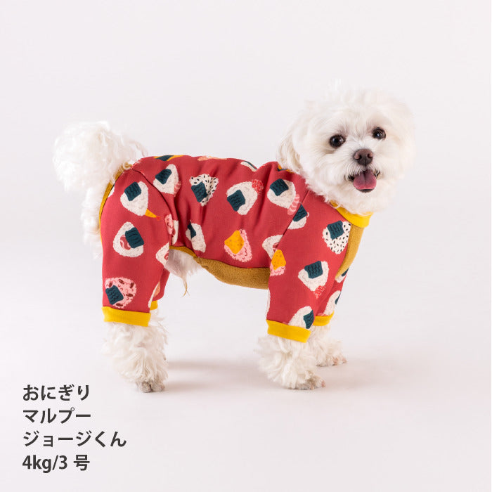 【スタイプレゼント対象商品】小型～超大型 ダックス 胴長 [全32size展開]<br>裏起毛プリントロンパース おにぎり/パッチワーク - VERY-PET