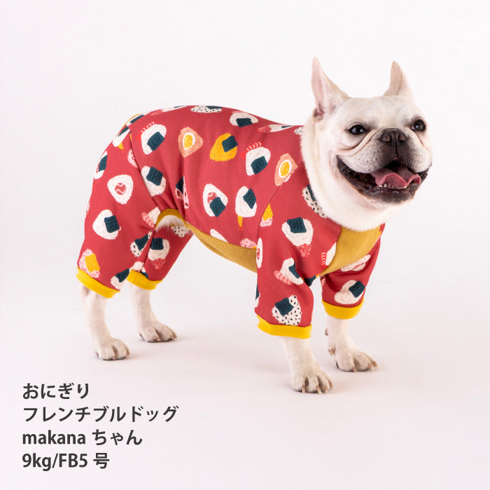 【スタイプレゼント対象商品】フレブル・パグ [全32size展開]<br>裏起毛プリントロンパース おにぎり/パッチワーク