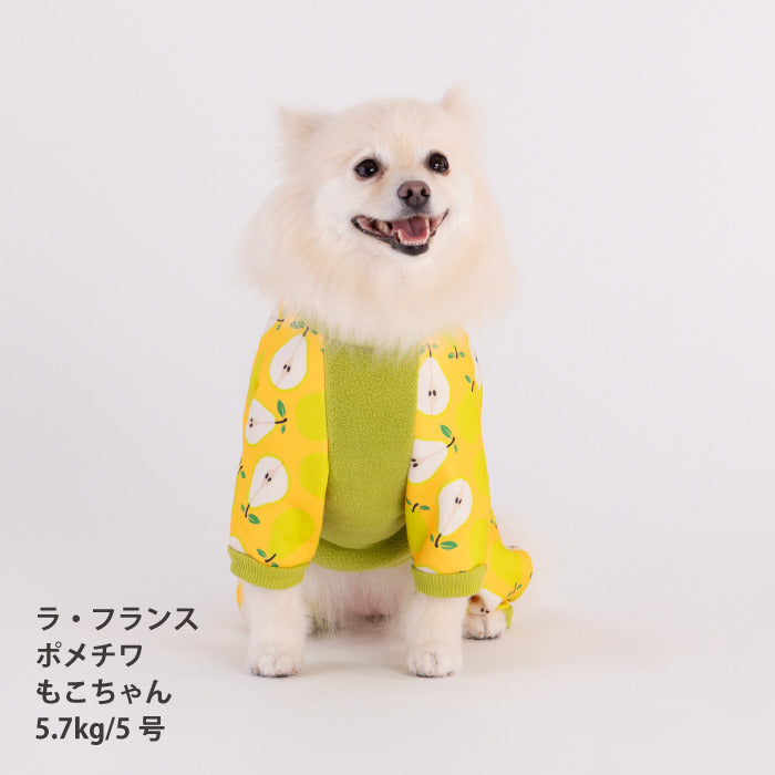 【スタイプレゼント対象商品】小型～超大型 ダックス 胴長 [全32size展開]<br>裏起毛プリントロンパース フルーツ/ラ･フランス - VERY-PET