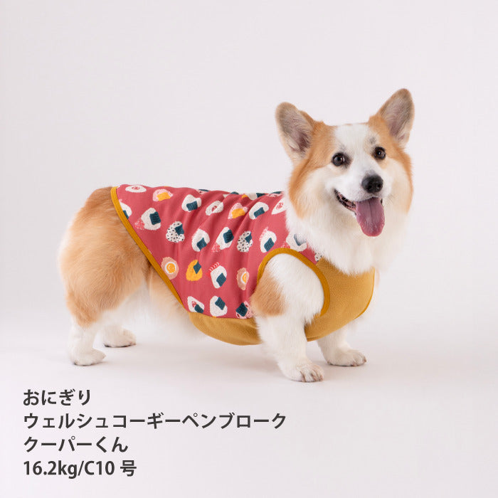 【スタイプレゼント対象商品】コーギー・バセット [全29size展開]<br>裏起毛プリントタンク おにぎり/パッチワーク