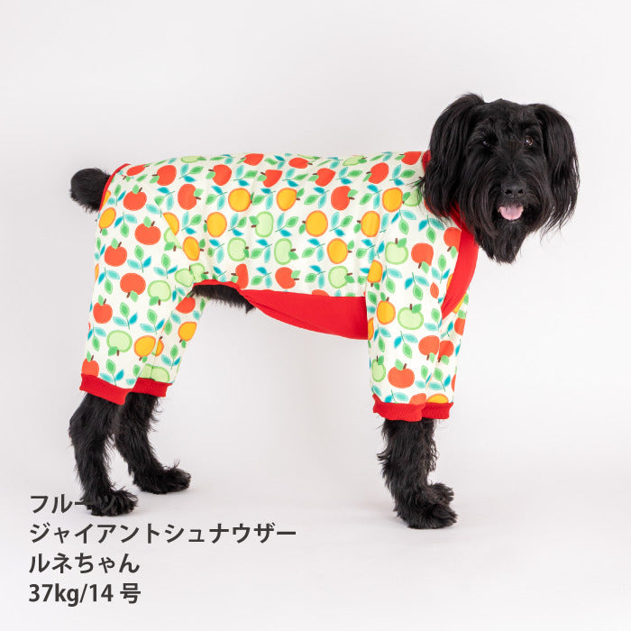 【スタイプレゼント対象商品】小型～超大型 ダックス 胴長 [全32size展開]<br>裏起毛プリントロンパース フルーツ/ラ･フランス