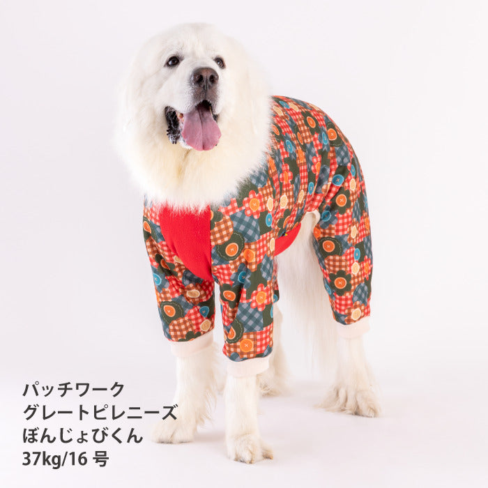 【スタイプレゼント対象商品】小型～超大型 ダックス 胴長 [全32size展開]<br>裏起毛プリントロンパース おにぎり/パッチワーク