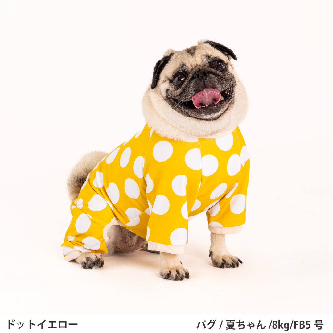 フレブル・パグ ドットプリント裏毛ロンパース