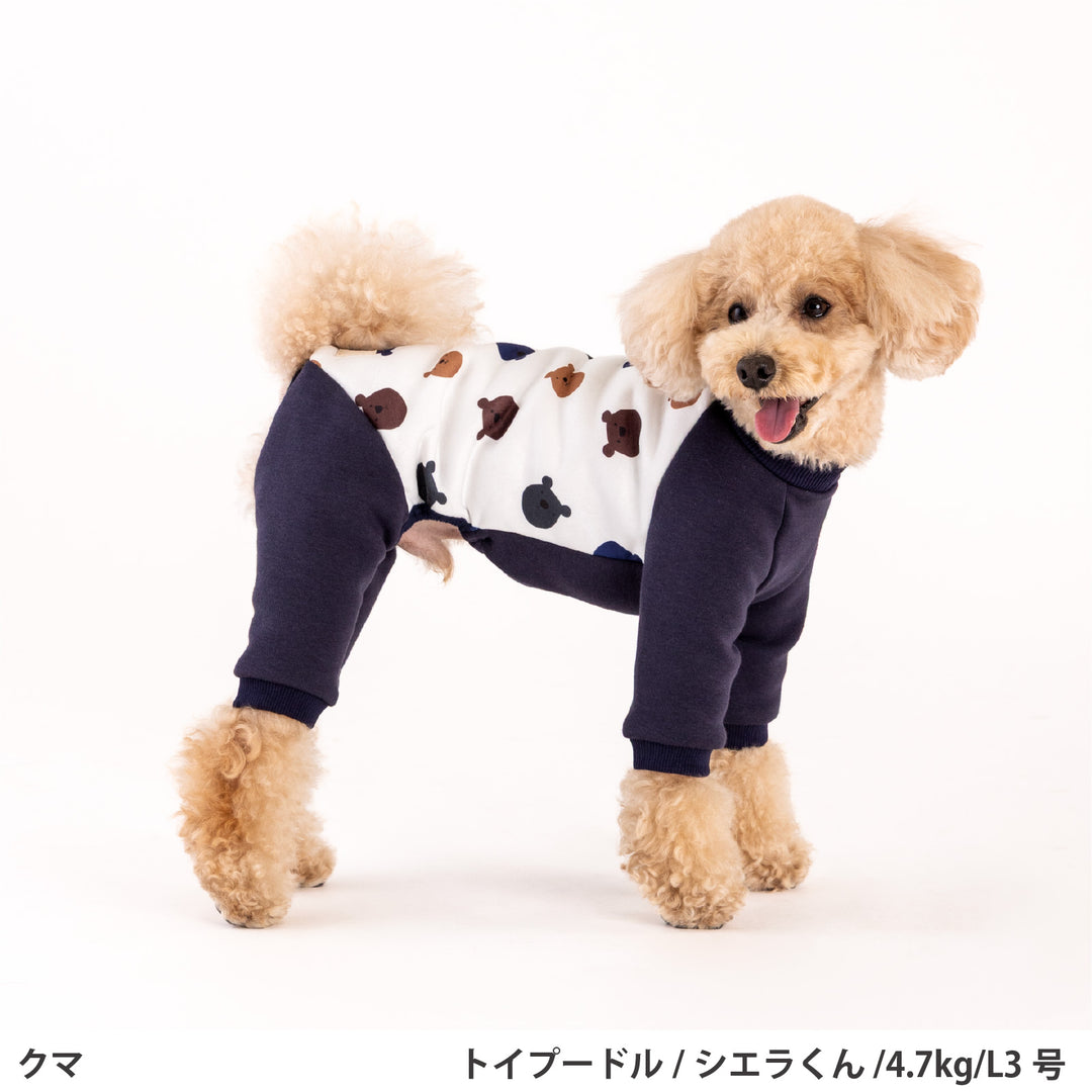 ダックス・トイプー・胴長 プリント裏起毛ロンパース