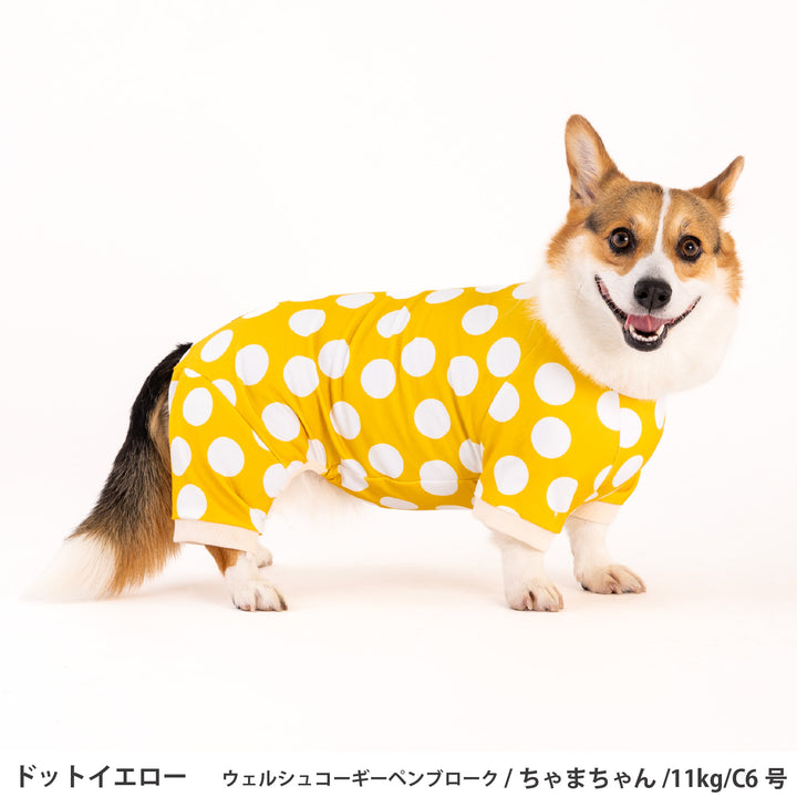 コーギー・バセット ドットプリント裏毛ロンパース