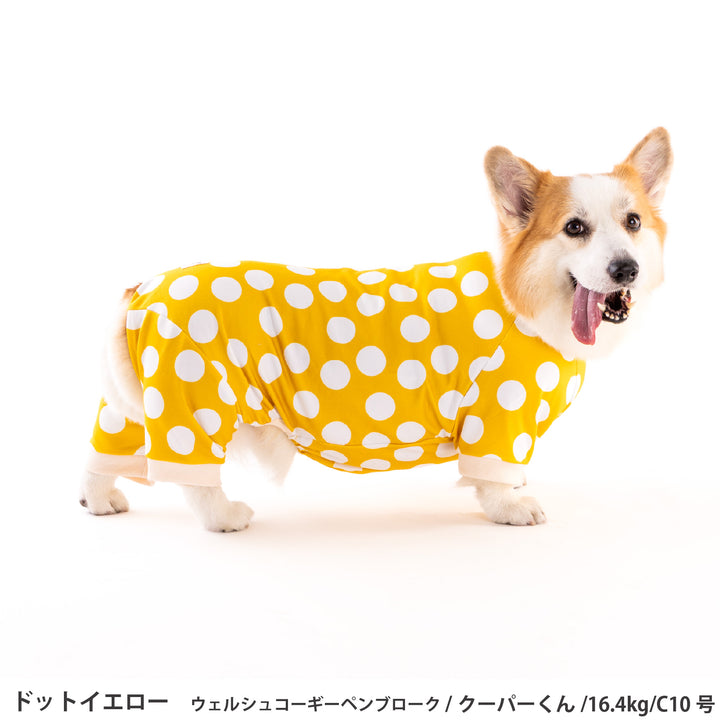 コーギー・バセット ドットプリント裏毛ロンパース