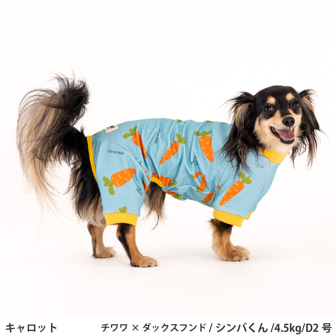 ダックス・トイプー・胴長 プリント裏毛ロンパース