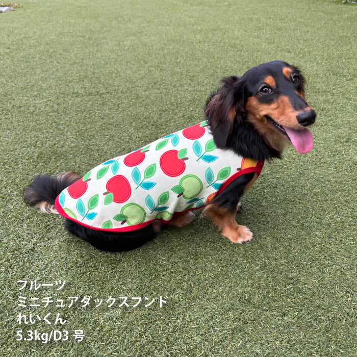 【スタイプレゼント対象商品】小型～大型 ダックス 胴長 [全29size展開]<br>裏起毛プリントタンク フルーツ/ラ・フランス