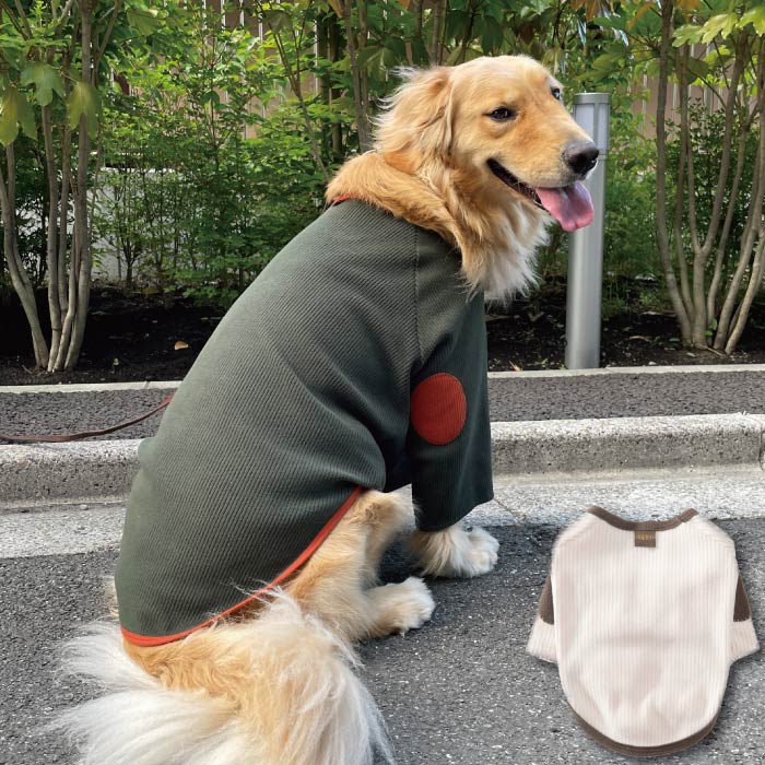 ※在庫のない商品は9月中旬入荷予定※<br>ストレッチ肘あて付きロングTシャツ 大型犬 - VERY-PET