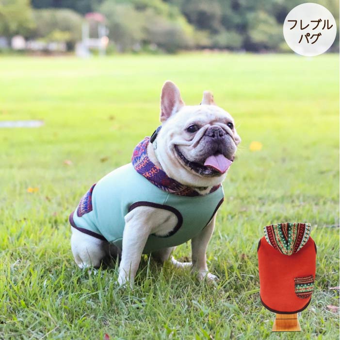 <font color="red">最新秋冬服20％OFFセール</font><br><font size="3">フレブル・パグ</font> <br>ニットフード付タンク - VERY-PET