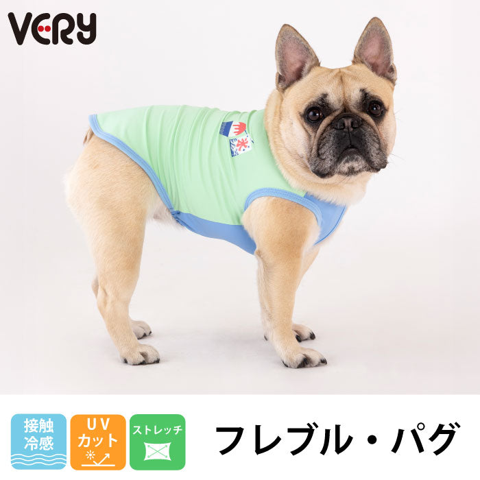 フレブル・パグ [全24size展開]<br>光るプリントクールタンク グリーン - VERY-PET