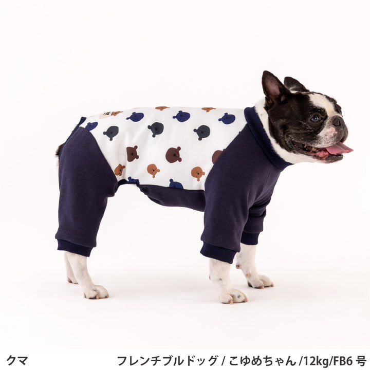 フレブル・パグ プリント裏起毛ロンパース