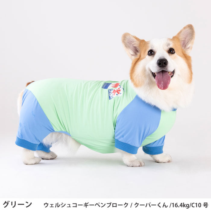 コーギー・バセット [全30size展開]<br>光るプリントクールロンパース グリーン - VERY-PET