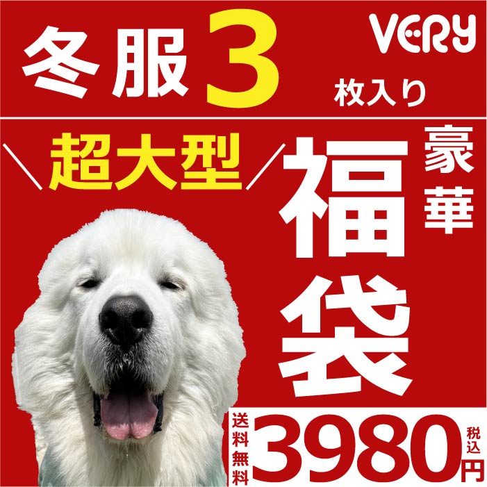 Web限定福袋<br>超大型犬3枚入<br>冬服・男女混合デザイン<br>※返品 交換不可