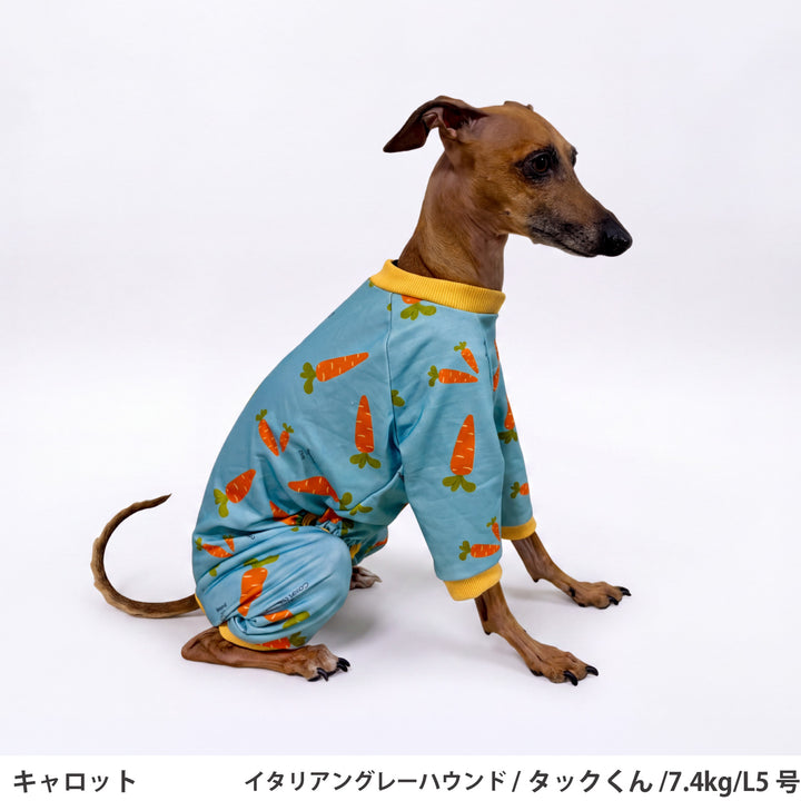 ダックス・トイプー・胴長 プリント裏毛ロンパース