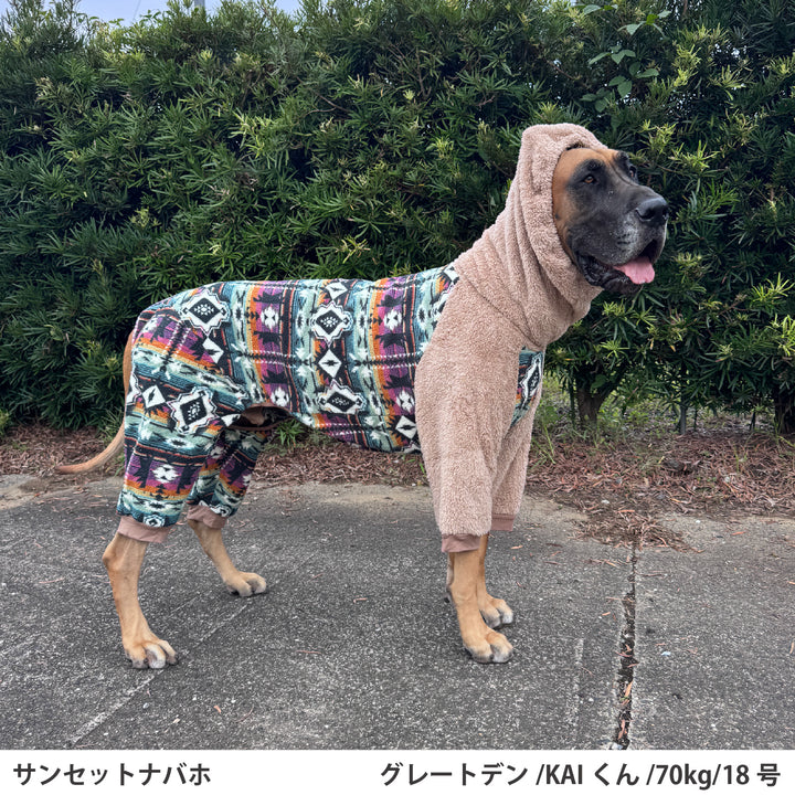 小型～大型 フード付きボアフリースロンパース