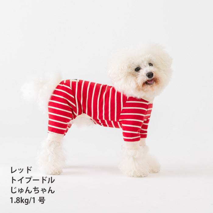 <font size="2">小型～超大型 ダックス 胴長 [全30size展開]</font><br>BORDERS CLUB ロンパース レッド/ピンク - VERY-PET