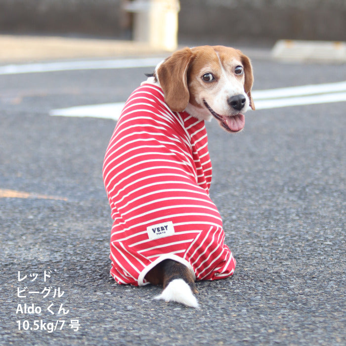 <font size="2">小型～超大型 ダックス 胴長 [全30size展開]</font><br>BORDERS CLUB ロンパース レッド/ピンク - VERY-PET