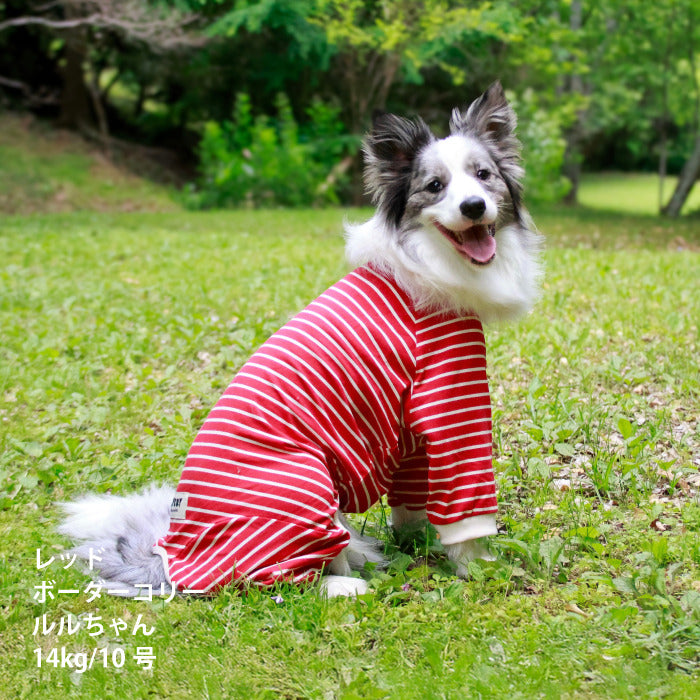 <font size="2">小型～超大型 ダックス 胴長 [全30size展開]</font><br>BORDERS CLUB ロンパース レッド/ピンク - VERY-PET