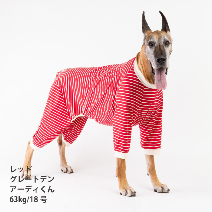 <font size="2">小型～超大型 ダックス 胴長 [全30size展開]</font><br>BORDERS CLUB ロンパース レッド/ピンク - VERY-PET