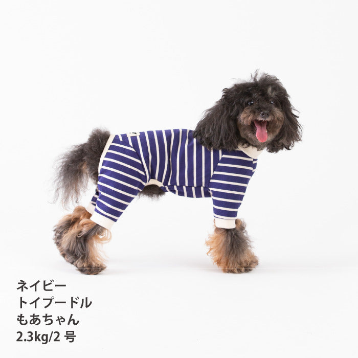 <font size="2">小型～超大型 ダックス 胴長 [全30size展開]</font><br>BORDERS CLUB ロンパース ネイビー/ベージュ - VERY-PET