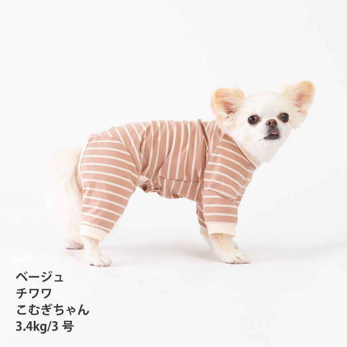 <font size="2">小型～超大型 ダックス 胴長 [全30size展開]</font><br>BORDERS CLUB ロンパース ネイビー/ベージュ - VERY-PET