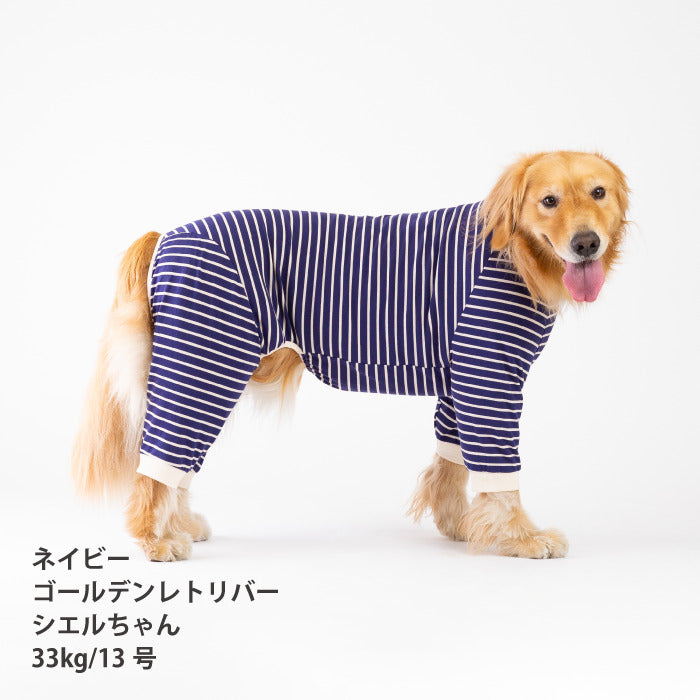 <font size="2">小型～超大型 ダックス 胴長 [全30size展開]</font><br>BORDERS CLUB ロンパース ネイビー/ベージュ - VERY-PET