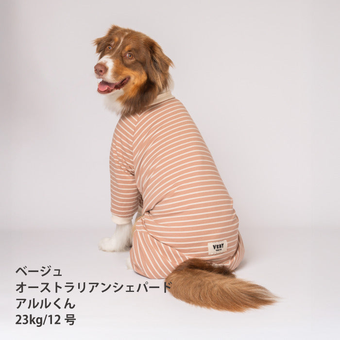 <font size="2">小型～超大型 ダックス 胴長 [全30size展開]</font><br>BORDERS CLUB ロンパース ネイビー/ベージュ - VERY-PET