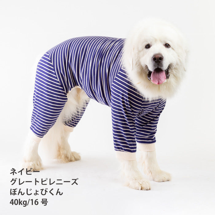 <font size="2">小型～超大型 ダックス 胴長 [全30size展開]</font><br>BORDERS CLUB ロンパース ネイビー/ベージュ - VERY-PET