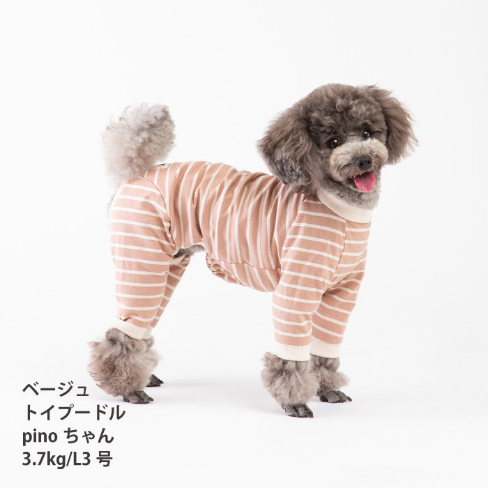 <font size="2">小型～超大型 ダックス 胴長 [全30size展開]</font><br>BORDERS CLUB ロンパース ネイビー/ベージュ - VERY-PET