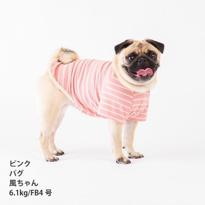<font size="2">フレブル・パグ [全30size展開]</font><br>BORDERS CLUB Tシャツ レッド/ピンク - VERY-PET