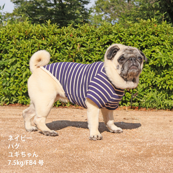 <font size="2">フレブル・パグ [全30size展開]</font><br>BORDERS CLUB Tシャツ ネイビー/ベージュ - VERY-PET