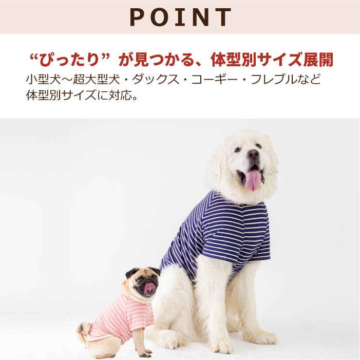 <font size="2">フレブル・パグ [全30size展開]</font><br>BORDERS CLUB Tシャツ トリコロール/グリーン＆オレンジ - VERY-PET