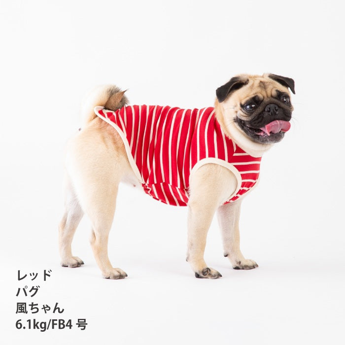 <font size="2">フレブル・パグ [全30size展開]</font><br>BORDERS CLUB タンクトップ レッド/ピンク - VERY-PET