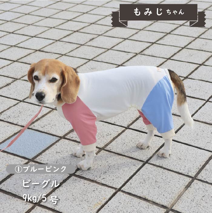 接触冷感&濡らして冷たい<br>カラーブロッククールカバーオール 小型犬・胴長 - VERY-PET