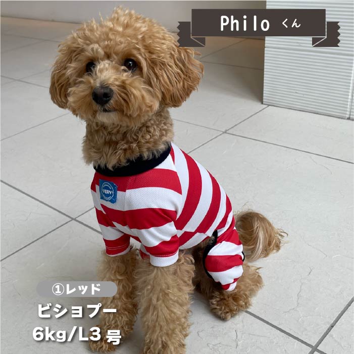 【4月末再入荷あり】<br>濡らして冷たいCoolcoreボーダーカバーオール 小型犬・胴長 - VERY-PET