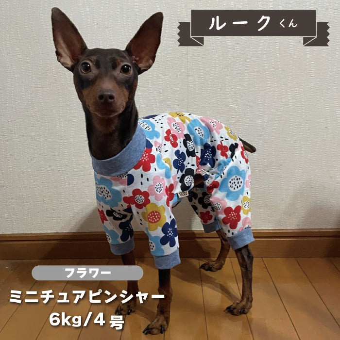 【Web限定】花柄プリントカバーオール  小型犬・胴長足長 - VERY-PET